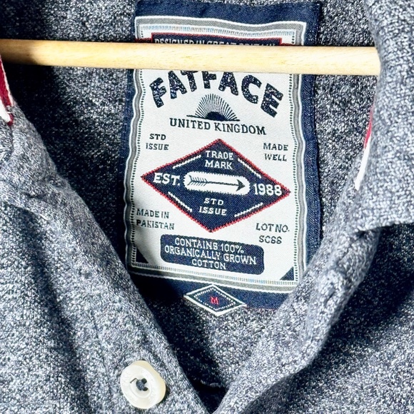 Fat Face Men’s Short Sleeve Organically Grown Cotton Polo Charcoal Gray Shirt M - Picture 5 of 12
